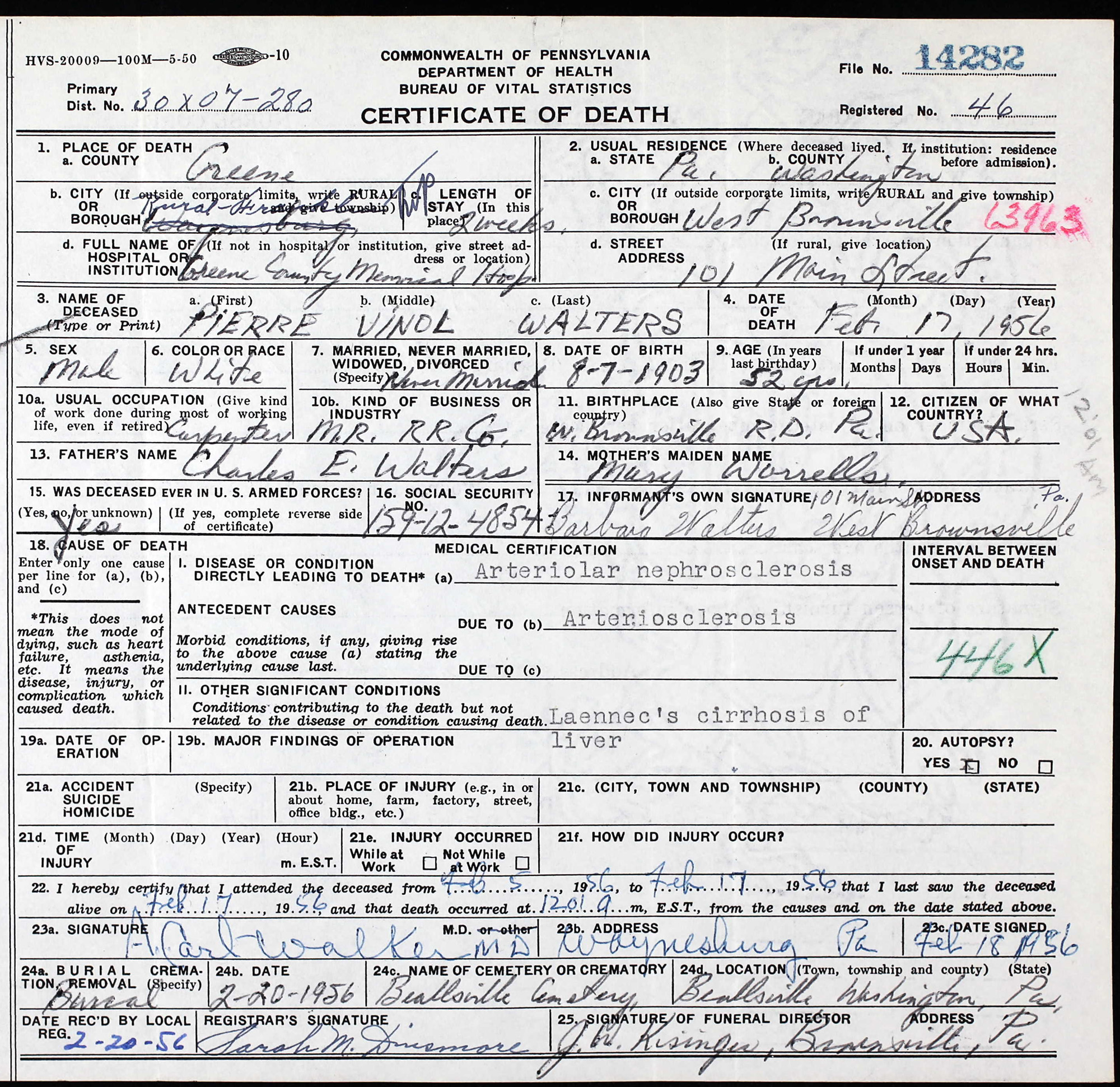 death certificate